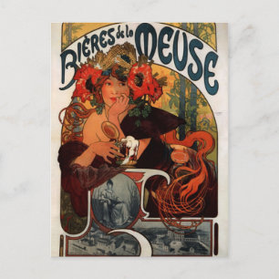 Carte Postale Bière de la Meuse par Alphonse Mucha