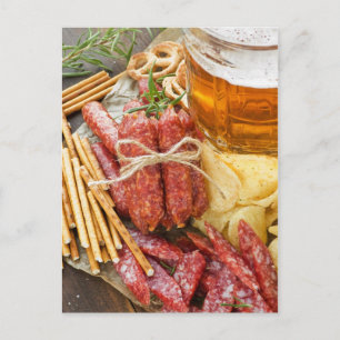 Carte Postale Bière Et Snacks