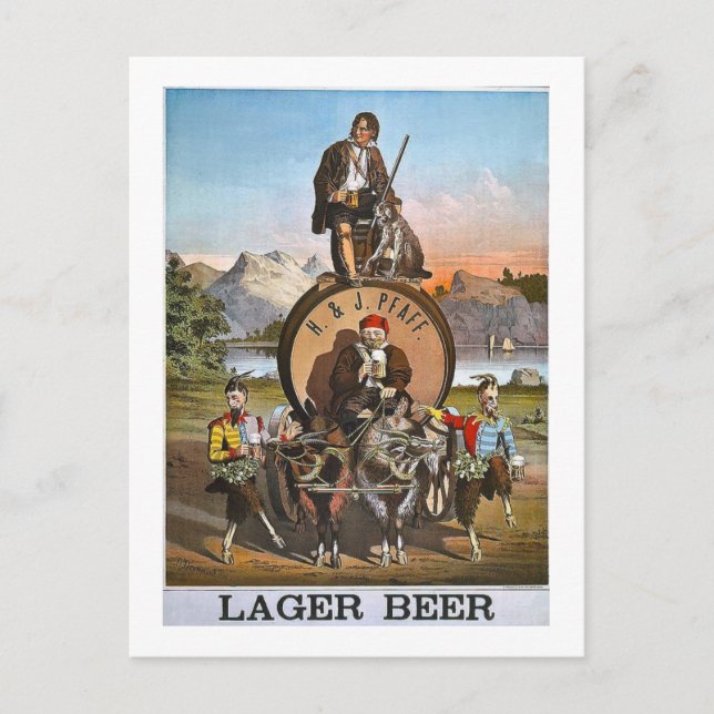 Carte Postale Bière Lager Pfaff - Annonce Vintage Années 1800 (Devant)