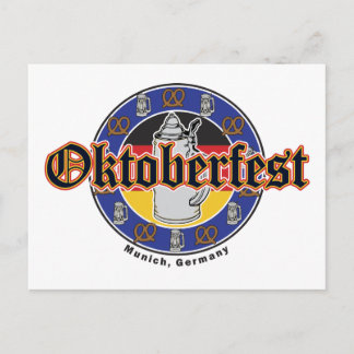 Carte Postale Bière Oktoberfest et Pretzels