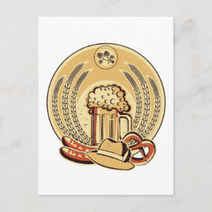 Carte Postale Bière Oktoberfest Étiquette Vintage Graphisme