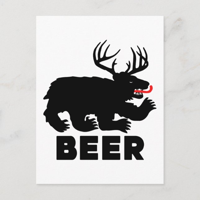 Carte Postale Bière — Ours + Cerf (Devant)