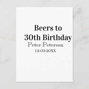 Carte Postale Bière pour 30e anniversaire nom date homme styléSi