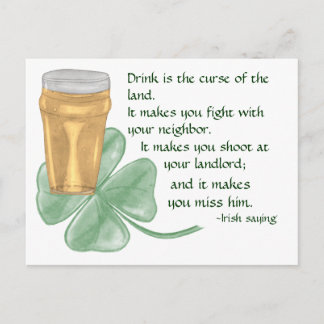 Carte Postale Bière & Shamrock/irlandais