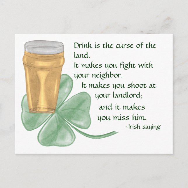 Carte Postale Bière & Shamrock/irlandais (Devant)
