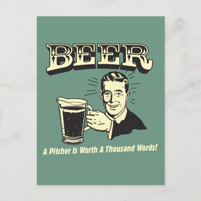 Carte Postale Bière : Un Pitcher Vaut 1000 Mots (Devant)