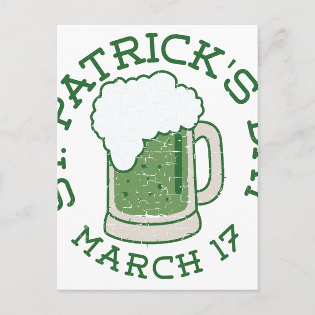 Carte Postale bière verte en détresse st patrick (Devant)