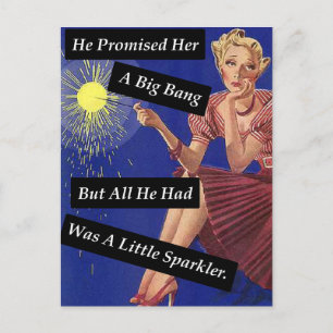 Carte Postale Big Bang Fireworks Vintage look fille unique