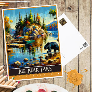 Carte Postale Big Bear Lake, Californie   Peinture Vintage