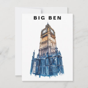 Carte Postale Big Ben Londres Royaume-Uni Voyage Aquarelle