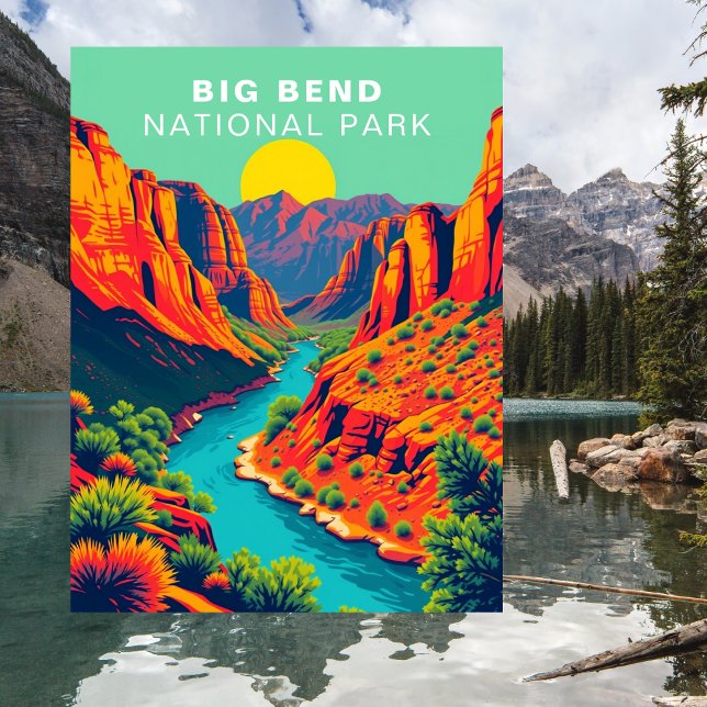 Carte Postale Big Bend National Park Retro USA (Big Bend National Park Retro USA Postcard
)