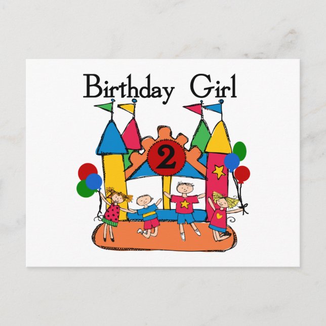 Carte Postale Big Bounce Girl 2nd Birthday Tshirts et cadeaux (Devant)