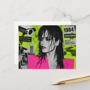 Carte Postale Big Brother regarde Collage dystopique 1984