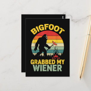 Carte Postale Big Foot a attrapé mon hot dog drôle Sasquatch