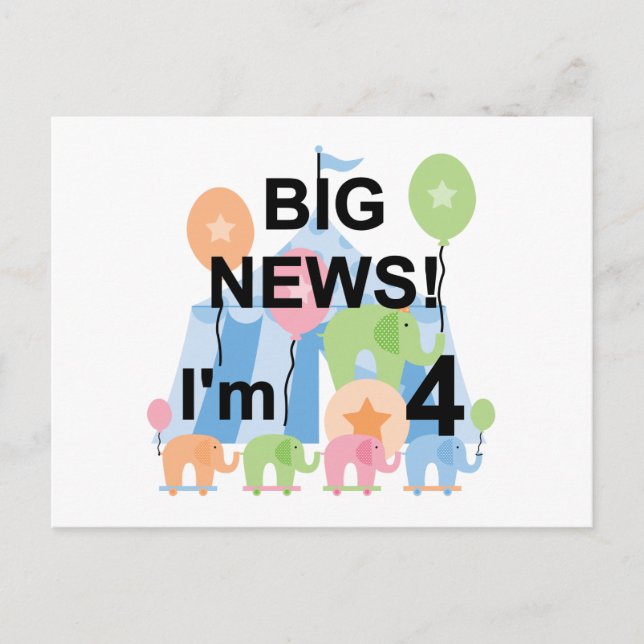 Carte Postale Big News Circus 4th Birthday T-shirts et cadeaux (Devant)
