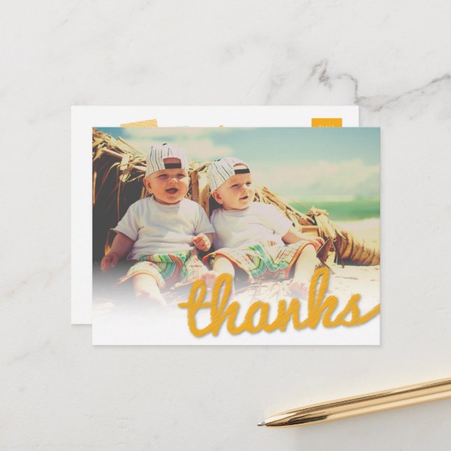 Carte Postale Big Sketch Merci Twins Anniversaire Photo Merci (Devant/Arrière en situation)