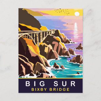 Carte Postale Big Sur, Coucher de soleil sur le pont de Bixby, V