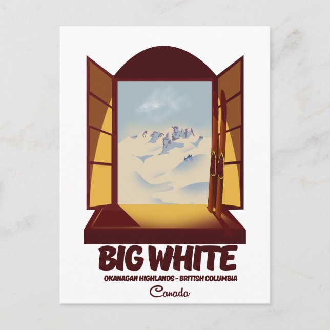 Carte Postale Big White Colombie-Britannique Canada affiche ski (Devant)