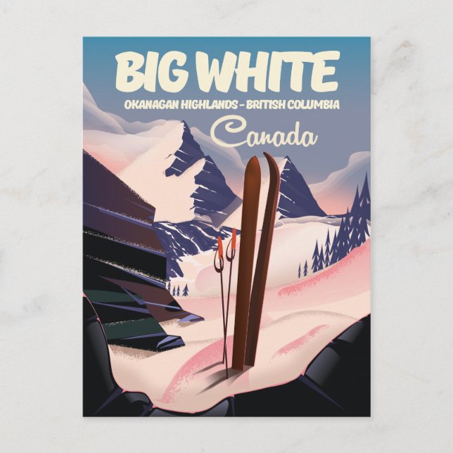 Carte Postale Big White Colombie-Britannique Canada ski. (Devant)