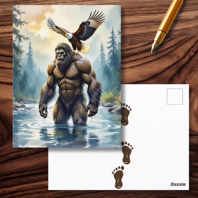 Carte Postale Bigfoot avec un aigle sur son épaule (Créateur téléchargé)