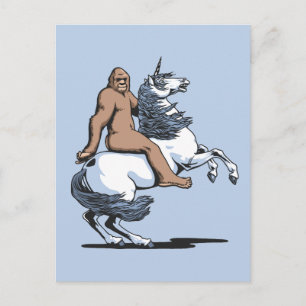 Carte Postale Bigfoot chevauchant une licorne
