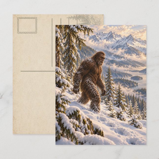 Carte postale Bigfoot de l'hiver profond (Devant / Derrière)