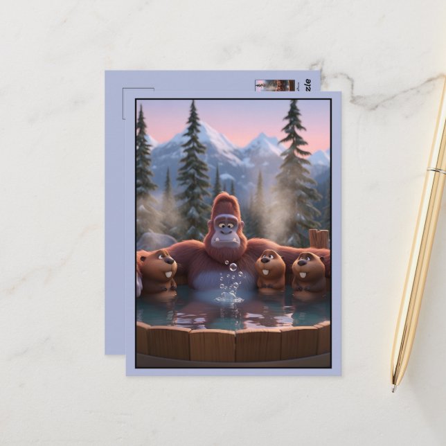 Carte Postale Bigfoot drôle (Devant/Arrière en situation)