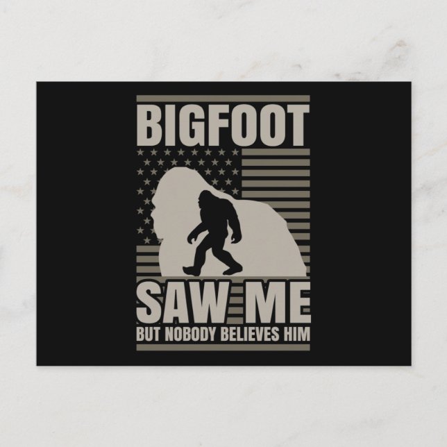 Carte Postale Bigfoot m'a vu drapeau américain (Devant)