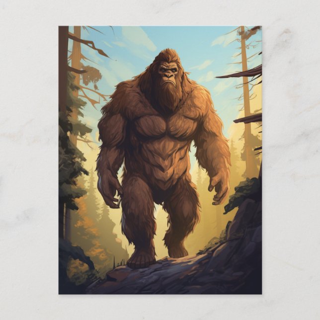 Carte Postale Bigfoot marcher dans la Forrest (Devant)