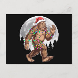 Carte Postale Bigfoot Père Noël Lumières de sapin de Noël Xmas S