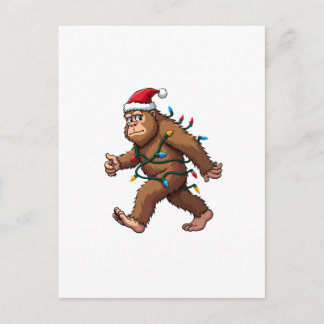 Carte Postale Bigfoot Santa Lumières de l'Arbre de Noël Xmas Gar