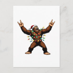 Carte Postale Bigfoot Sasquatch Cornes de Diable Noël 2026 Rock