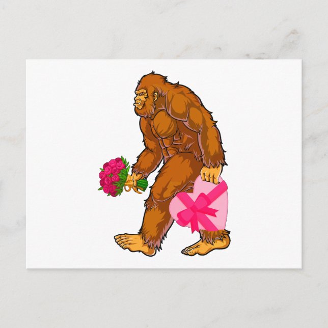 Carte Postale Bigfoot Sasquatch Funny Valentines Jour Amour (Devant)