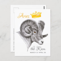 Bighorram avec Crown Aries Zodiac Animal art