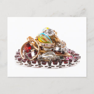 Carte Postale Bijoux en blanc