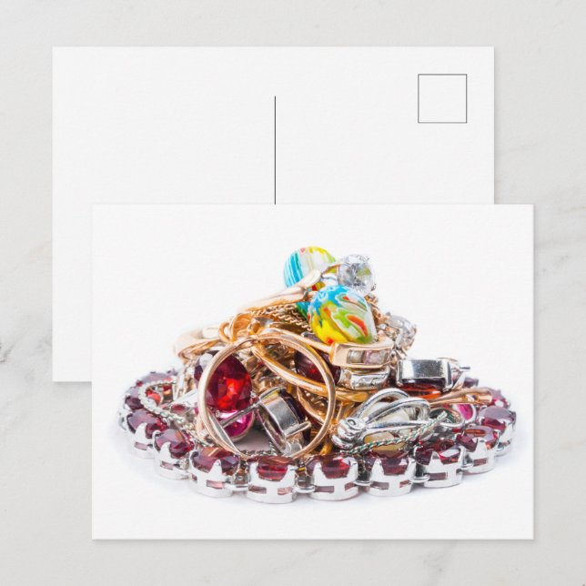 Carte Postale Bijoux en blanc (Devant / Derrière)