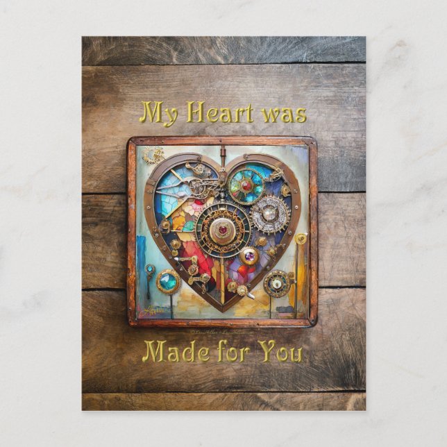 Carte Postale Bijoux Et Vitrail Coeur Série Steampunk (Devant)