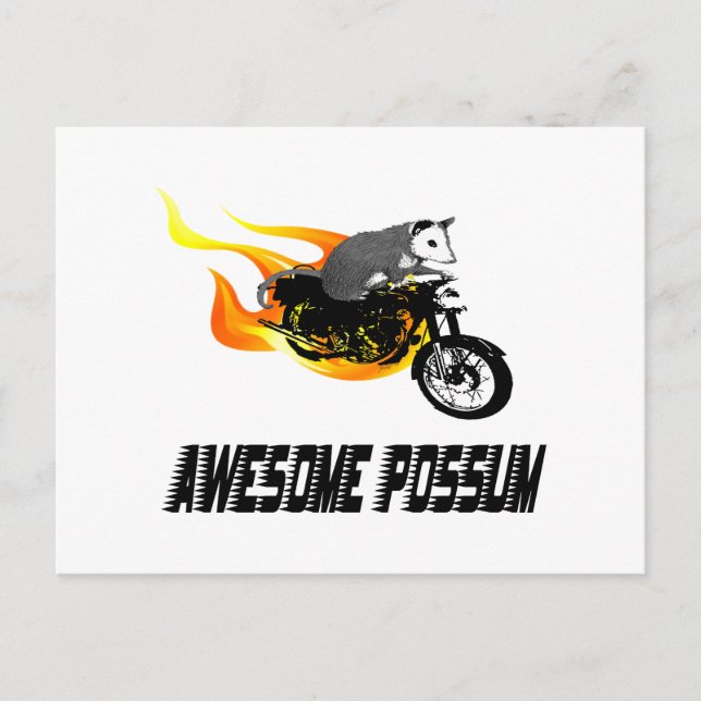 Carte Postale Bike Rider Awesome Possum (Devant)