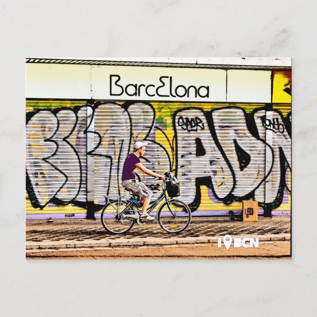 Carte Postale Bike riding on Barcelone, Spain (Devant)