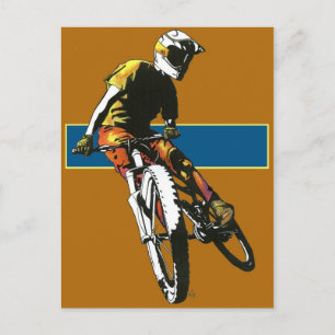 Carte Postale Biker2 - Orange/Bleu