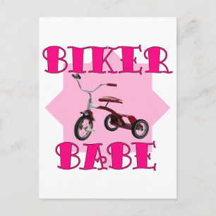 Carte Postale Biker Babe /rose