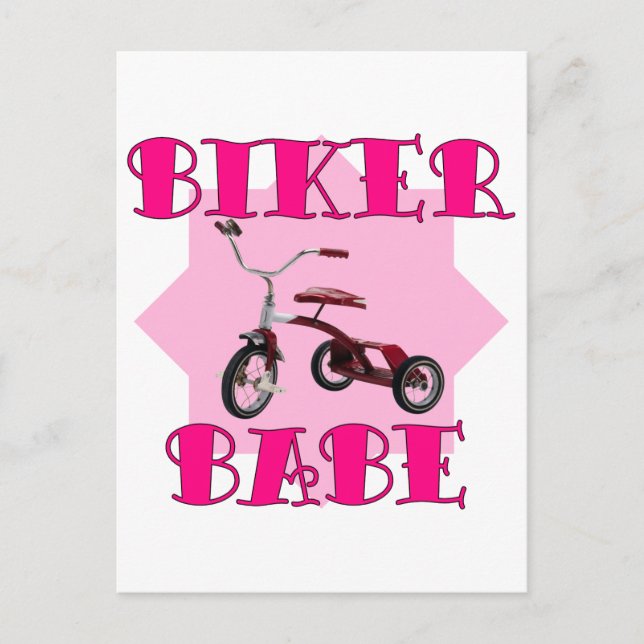Carte Postale Biker Babe /rose (Devant)
