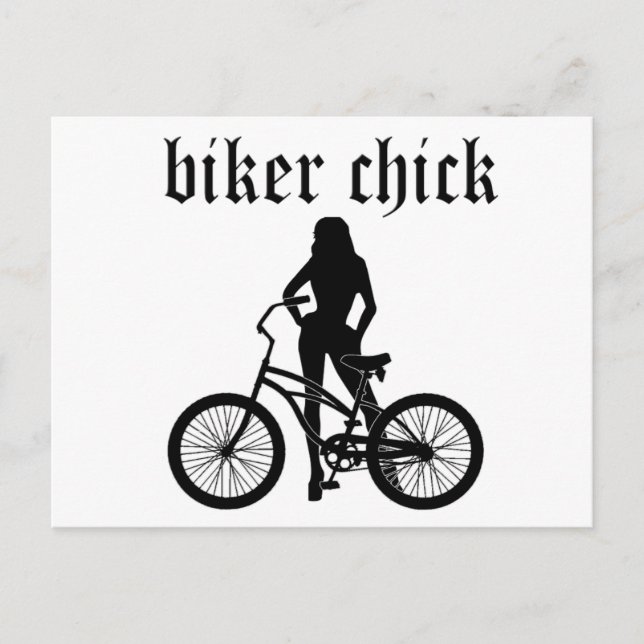 Carte Postale "Biker chick" female silhouette with bicycle! (Devant)