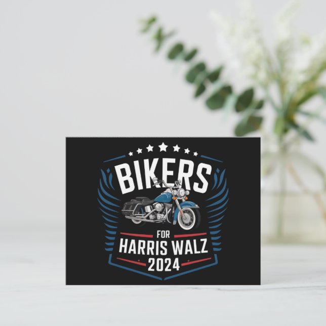Carte Postale Bikers For Harris Walz 2024 Harris Waltz 2024 (Debout devant)