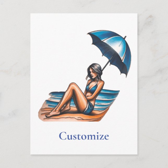 Carte Postale Bikini Girl Beach Napping Thunder_Cove (Devant)