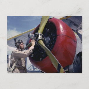Carte Postale Bilan avant vol de Biplane, années 1940