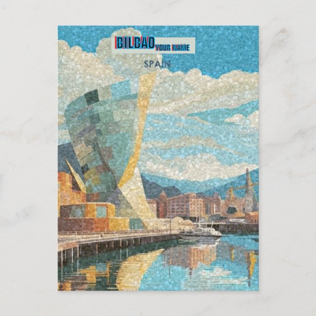 Carte Postale Bilbao Espagne Art Print, Bilbao Art Illustrat (Devant)