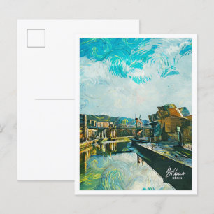 Carte Postale Bilbao Espagne Paint Paint Ville Paysage