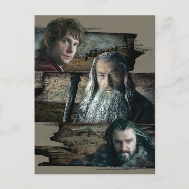 Carte Postale BILBO BAGGINS™, Gandalf, THORIN OAKENSHIELD™ (Devant)