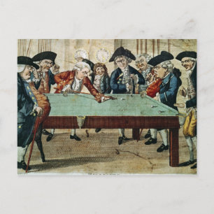 Carte Postale Billard, gravure du XVIIIe siècle par R.Sayer